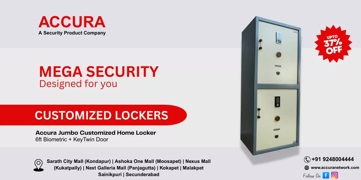 Top 10 things to consider while choosing a home locker-image of a accura home safety locker with having elements like upto 37% off