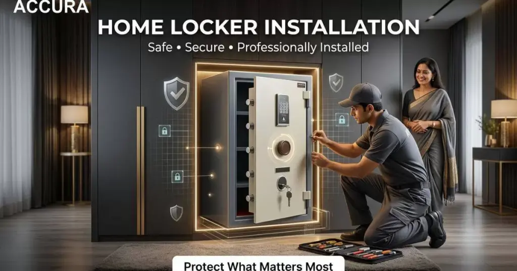 Professional home locker installation process showing secure mounting, digital lock configuration, testing, and user guidance for enhanced home security.