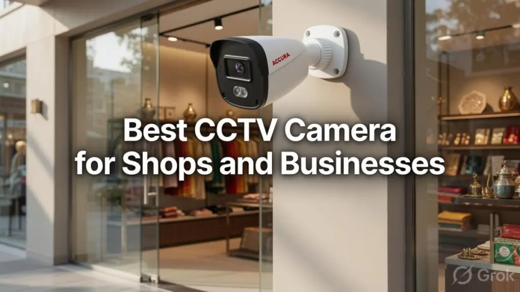 ACCURA CCTV Camera installed at retail shop entrance – Best CCTV Camera for Shops and Businesses