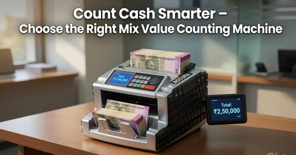 Mix Value Counting Machine by ACCURA showing accurate cash counting and value calculation