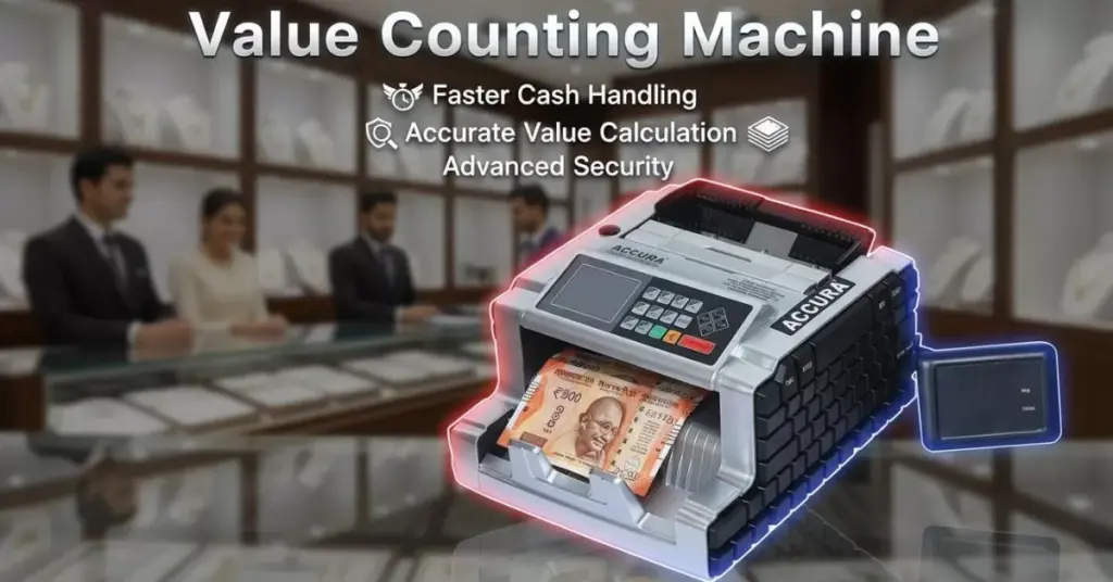 Value Counting Machine counting Indian currency notes with fast and accurate cash handling features