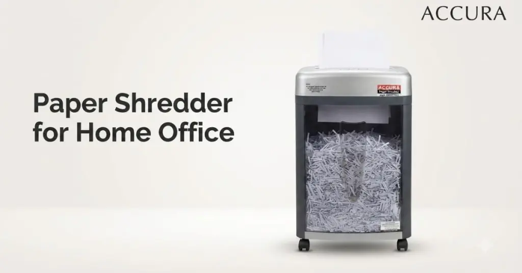 Accura paper shredder for home office on light background