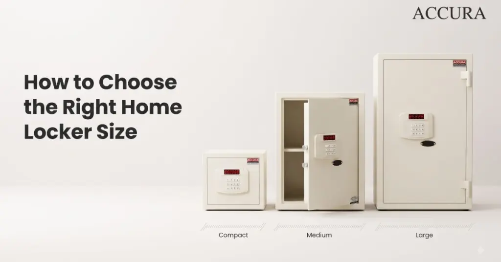Accura home lockers in different sizes on light background